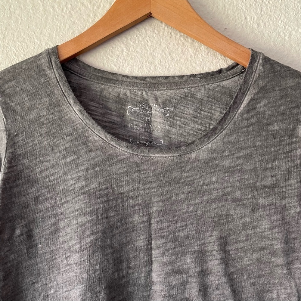 Peruvian Connection Long Sleeve Tee Shirt Women’s S Gray Stone Wash Scoop Casual - Picture 3 of 8